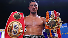 Jai Opetaia poses after victory in his IBF cruiserweight title bout.