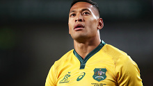 Israel Folau in action for the Wallabies in 2018 in Sydney.