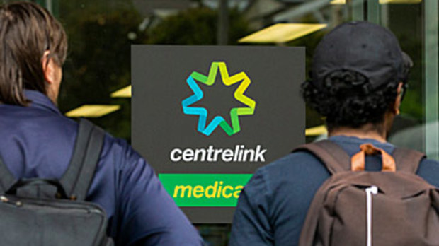 Young people outside Centrelink office (Getty)