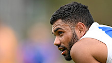MELBOURNE, AUSTRALIA - MARCH 18: Tarryn Thomas of the Kangaroos looks on during the VFL Practice Match between North Melbourne and Williamstown at Arden Street Ground on March 18, 2023 in Melbourne, Australia. (Photo by Morgan Hancock/Getty Images)