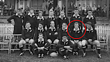 Ralph Caulton (circled) with the 1963 New Zealand All Blacks team. 