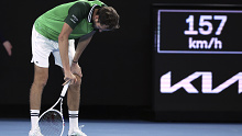 Daniil Medvedev of Russia reacts during his match against Jannik Sinner of Italy in the men's singles final at the Australian Open.