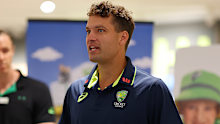 MELBOURNE, AUSTRALIA - JANUARY 13: Alex Carey of Australia speaks to media during a media opportunity on January 13, 2026 in Melbourne, Australia. (Photo by Morgan Hancock/Getty Images for Cricket Australia)