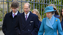Prince Edward, Duke of Edinburgh (centre) attended with his son, James, Earl of Wessex (left), walking alongside his sister, Anne, Princess Royal.