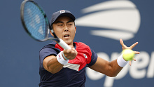 Rinky Hijikata of Australia returns a shot against Pavel Kotov during their Men's Singles First Round match on Day One of the 2023 US Open at the USTA Billie Jean King National Tennis Center on August 28, 2023 in the Flushing neighborhood of the Queens borough of New York City. (Photo by Sarah Stier/Getty Images)