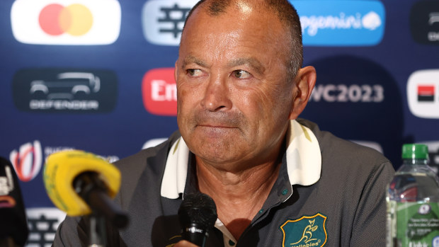 Wallabies coach Eddie Jones speaks to the media.