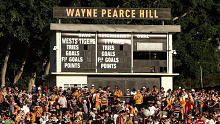 Tigers fans gather on Wayne Pearce Hill.
