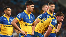 Eels players look on during their loss to the Titans.