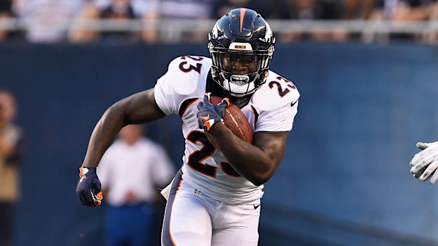 Denver Broncos running back Ronnie Hillman #23 finds a huge hole against the Chicago Bears in their first preseason game at Soldier Field August 11, 2016 in Chicago, IL. (Photo By Joe Amon/The Denver Post via Getty Images)
