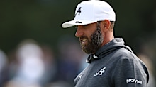 Dustin Johnson of the United States looks on while at the tournament practice area during a practice round prior to the 2026 Masters Tournament at Augusta National Golf Club on April 07, 2026 in Augusta, Georgia. (Photo by Jared C. Tilton/Getty Images)