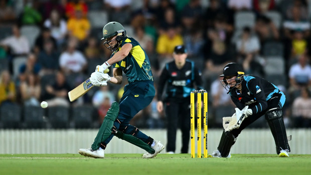 Ellyse Perry of Australia bats during game two of the Women's T20 International Series between Australia and New Zealand at Great Barrier Reef Arena on September 22, 2024 in Mackay, Australia. (Photo by Albert Perez/Getty Images)