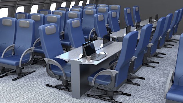 The University of Cincinnati won an award for this "coffee house" style airplane interior design.
