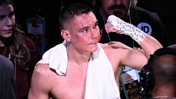 LAS VEGAS, NEVADA - JULY 19: Tim Tszyu leaves the ring after his match with Sebastian Fundora for their WBC welterweight championship world titles of the Premiere Boxing Championship on Saturday night at MGM Grand Garden Arena in Las Vegas, Nevada, United States on July 19, 2025. (Photo by Tayfun Coskun/Anadolu via Getty Images)