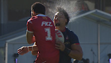 Hopoate and Katoa accidentally collide.