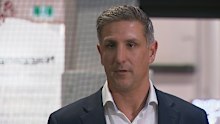 Swans CEO Matthew Pavlich addressees the media. 