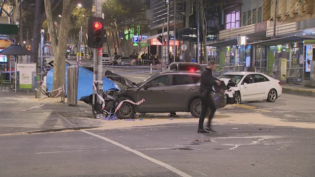 A car has crashed into pedestrians in Melbourne's CBD.