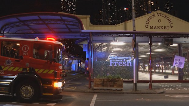 Four small fires were lit near food stalls at Queen Victoria Market about 11pm.