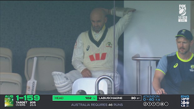 Nathan Lyon is on standby as the night watchman.