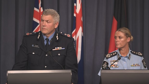WA Police Commissioner Col Blanch and AFP Commissioner Kristy Barrett addressed the media over the terrorism charge.