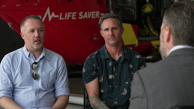 Two divers who spent a night lost at sea off Brisbane's Moreton Bay are calling for the community to support the volunteers and charities that helped rescue them.