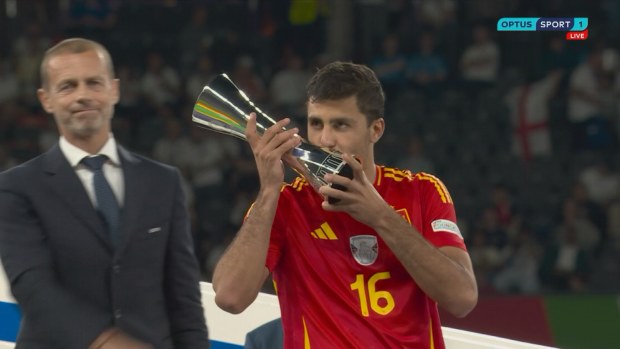 Rodri, of Spain, named player of the tournament.