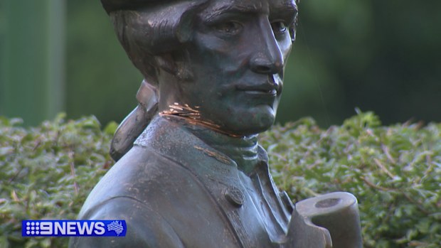 The statue was damaged by an angle grinder.