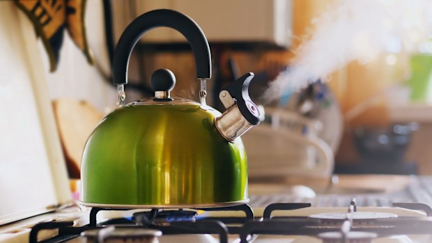 kettle boiling on stove