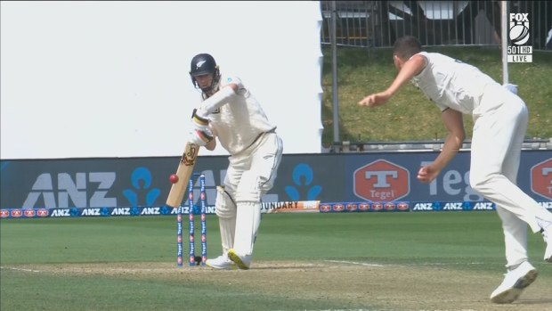 Josh Hazlewood had Matt Henry was caught in the slips after playing a half-hearted drive.
