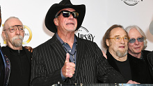 BEVERLY HILLS, CALIFORNIA - MARCH 12: Jim Irsay (2nd L) and Stephen Stills attend the Reception Celebrating the 100th Birthday Of Late Literary Pioneer Jack Kerouac hosted by Owner/CEO Of The Indianapolis Colts Jim Irsay at The Beverly Hills Hotel on March 12, 2022 in Beverly Hills, California. (Photo by JC Olivera/Getty Images)