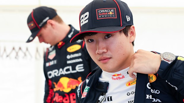Yuki Tsunoda of Japan and Oracle Red Bull Racing prepares to drive during an Oracle Red Bull Racing Show Run on April 02, 2025 in Tokyo, Japan. (Photo by Mark Thompson/Getty Images for Oracle Red Bull Racing)