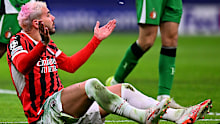Theo Hernandez of AC Milan reacts.