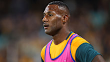 Suliasi Vunivalu of the Wallabies warms up at the Sydney Cricket Ground.