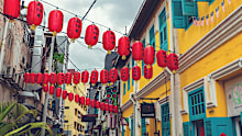 Kwai Chai Hong art street with chinese lanterns in Kuala Lumpur Chinatown, Malaysia