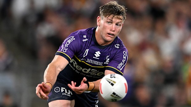 Melbourne Storm captain Harry Grant in action during the NRL Grand Final against the Brisbane Broncos at Accor Stadium. Picture: NRL Photos/Gregg Porteous