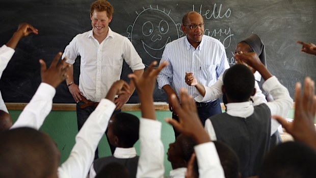 Prince Harry accompanied by Prince Seeiso of Lesetho