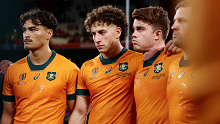 (From left) Jordan Petaia (23), Mark Nawaqanitawase (23), and Andrew Kellaway (27) looks dejected after losing to Wales.