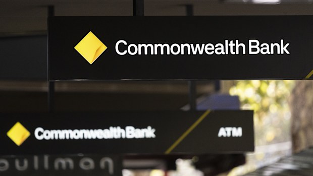 The Commonwealth Bank logo outside a branch.