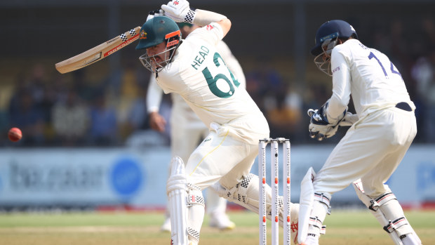  Travis Head of Australia bats during day three of the Third Test match in the series between India and Australia at Holkare Cricket Stadium on March 03, 2023 in Indore, India. (Photo by Robert Cianflone/Getty Images)