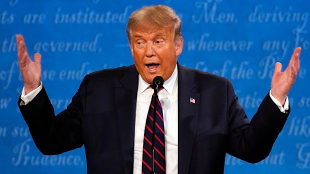 President Donald Trump speaks during the first presidential debate with Democratic presidential candidate former Vice President Joe Biden Tuesday, Sept. 29, 2020, at Case Western University and Cleveland Clinic, in Cleveland. (AP Photo/Julio Cortez)