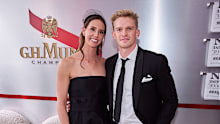 Emma McKeon and Cody Simpson at the G.H.Mumm Marquee on Derby Day.