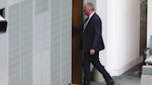 Member for New England Barnaby Joyce exits the chamber after making a 90-second statement in the House of Representatives at Parliament House in Canberra on Thursday 27 November 2025.