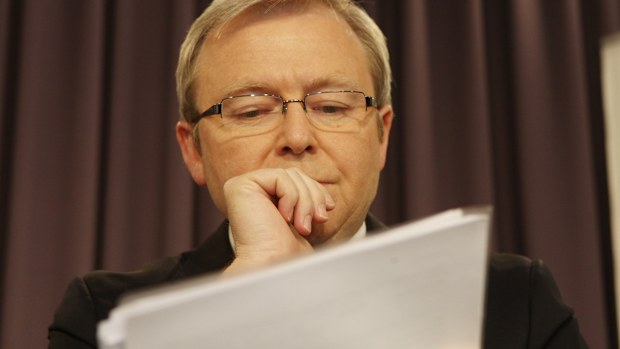 Federal Politics. The Prime Minister Kevin Rudd addresses the National Press Club. Photograph taken 2008 in Canberra