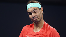 BRISBANE, AUSTRALIA - JANUARY 04: Rafael Nadal of Spain looks on in his match against Jason Kubler of Australia during day five of the  2024 Brisbane International at Queensland Tennis Centre on January 04, 2024 in Brisbane, Australia. (Photo by Chris Hyde/Getty Images)