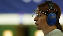 Georgia's Nino Salukvadze competes during the 10m air pistol women's qualification.