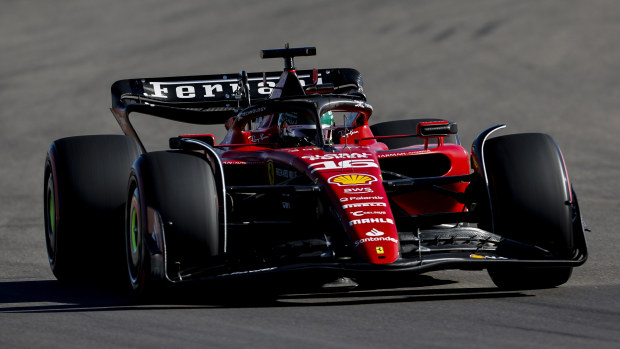 Charles Leclerc on track during qualifying ahead of the 2023 United States Grand Prix.