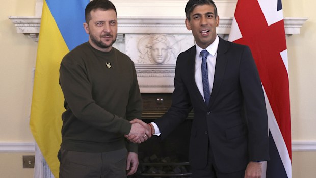 Ukraine's President Volodymyr Zelenskyy meets Britain's Prime Minister Rishi Sunak. It is the first visit to the UK by the Ukraine President since the war began nearly a year ago. 