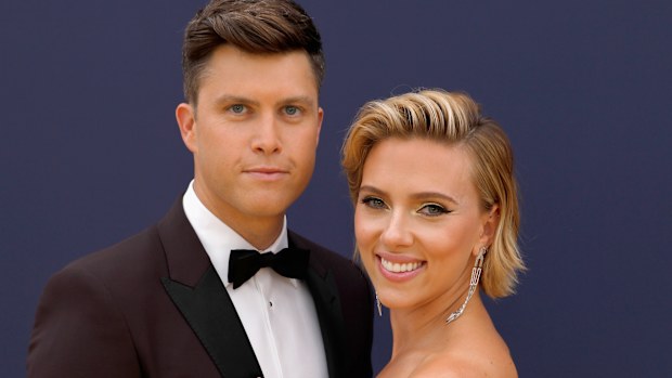Scarlett Johansson and Colin Jost arrive at the 70th Annual Primetime Emmy Awards held at the Microsoft Theater on September 17, 2018. 
