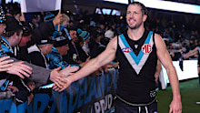 ADELAIDE, AUSTRALIA - JULY 20: Travis Boak of the Power after the win during the 2024 AFL Round 19 match between the Port Adelaide Power and the Richmond Tigers at Adelaide Oval on July 20, 2024 in Adelaide, Australia. (Photo by Sarah Reed/AFL Photos via Getty Images)