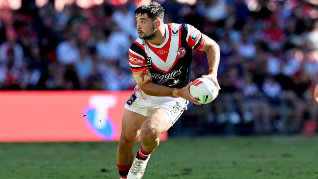 Brandon Smith of the Roosters in action during the round one NRL match between the Dolphins and Sydney Roosters at Suncorp Stadium on March 05, 2023 in Brisbane, Australia. (Photo by Bradley Kanaris/Getty Images)