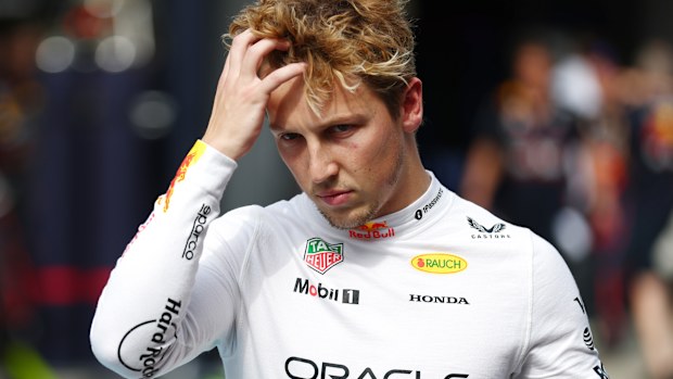 Liam Lawson of New Zealand and Oracle Red Bull Racing looks on in the Pitlane during the F1 Grand Prix of China at Shanghai International Circuit on March 23, 2025 in Shanghai, China. (Photo by Sam Bloxham/LAT Images)